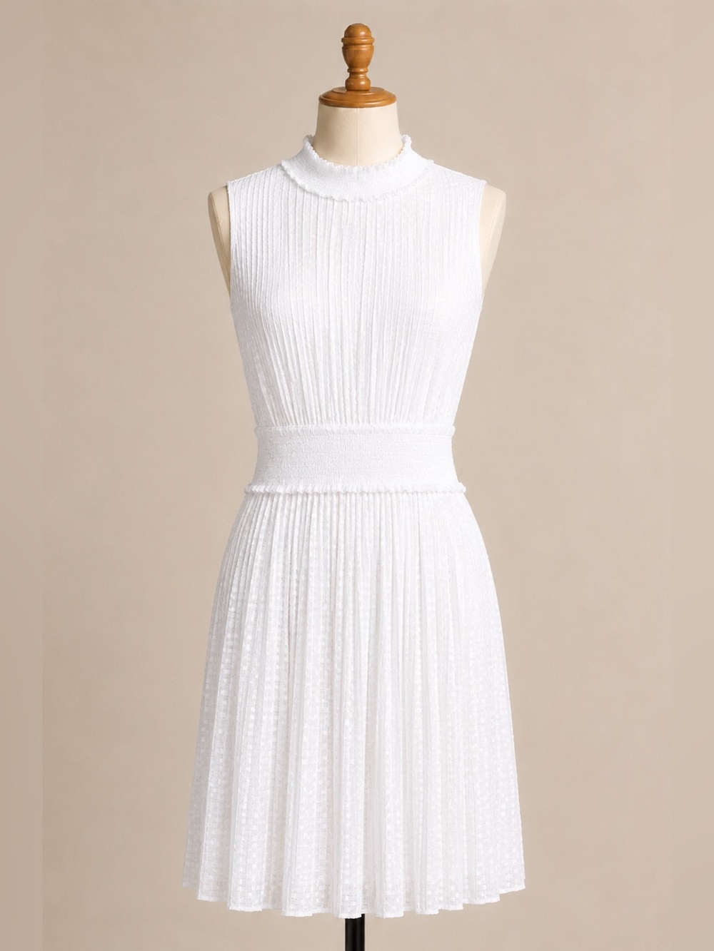 Nanette Lepore Dobby Pleat Midi Dress in Brilliant White NWT - Size 8